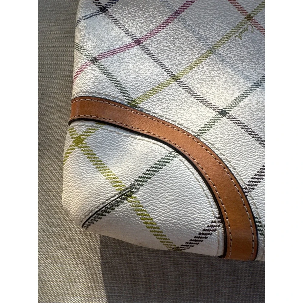 Coach Plaid Multicolor Signature Leather Tote w/Matching Wallet